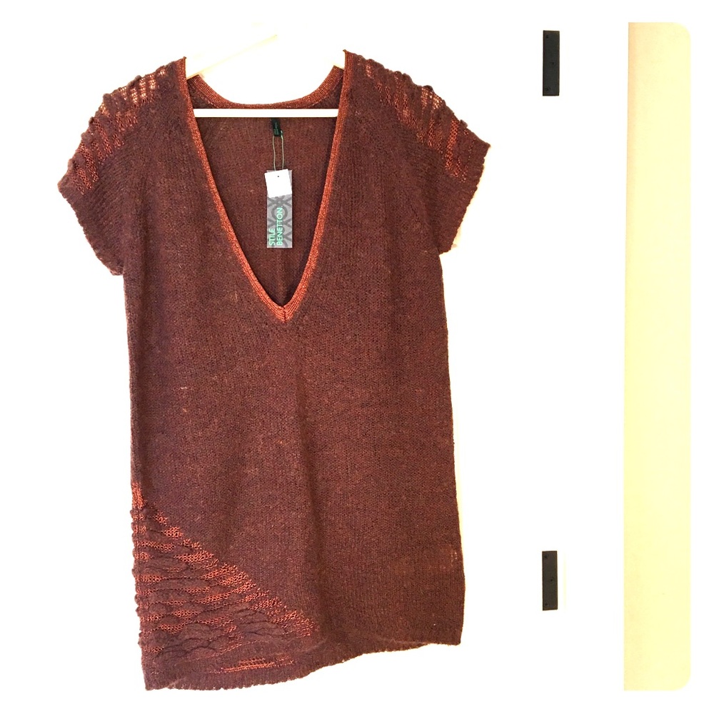 Benetton Maroon tunique dress sweater size M/L